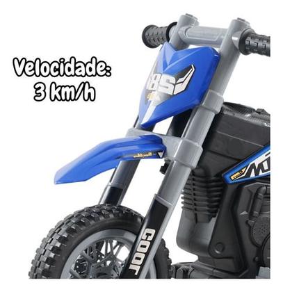 Imagem de Mini Moto Cross Infantil Elétrica 6V Recarregável Triciclo Criança Azul Bivolt ImportWay BW233AZ