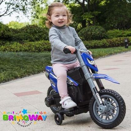 Imagem de Mini Moto Cross Infantil Elétrica 6V Recarregável Triciclo Criança Azul Bivolt ImportWay BW233AZ