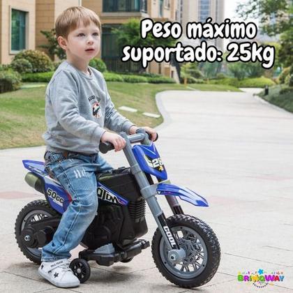 Imagem de Mini Moto Cross Infantil Elétrica 6V Recarregável Triciclo Criança Azul Bivolt ImportWay BW233AZ