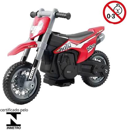 Imagem de Mini Moto Elétrica Cross 6V Importway Vermelha BW233VM Certificado Inmetro Velocidade Máxima 3km/h Luz Rodas de Treiname