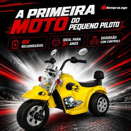 Imagem de Mini Moto Elétrica Infantil 6V Amarela Zippy Toys Recarregável 3 Rodas para Crianças
