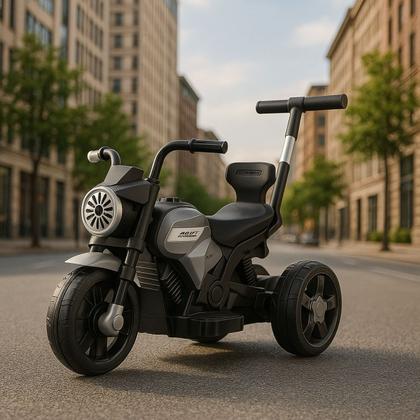 Imagem de Mini Moto Elétrica Infantil 6v Preta Speed Com Empurrador