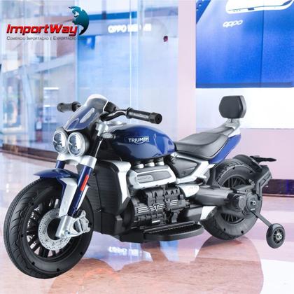 Imagem de Mini Moto Elétrica Infantil 6v Triumph Rocket Azul Custom