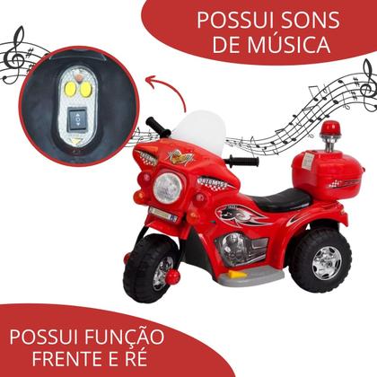 Imagem de Mini Moto Eletrica Infantil Cores Policia Criança Som Luz 6v C/ Inmetro