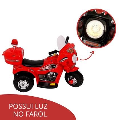 Imagem de Mini Moto Eletrica Infantil Cores Policia Criança Som Luz 6v C/ Inmetro