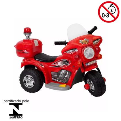 Imagem de Mini Moto Eletrica Infantil Cores Policia Criança Som Luz 6v C/ Inmetro