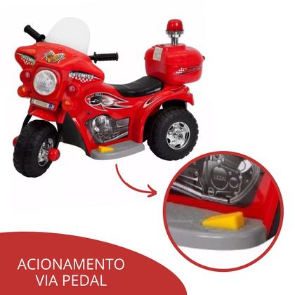 Imagem de Mini Moto Eletrica Infantil Cores Policia Criança Som Luz 6v C/ Inmetro