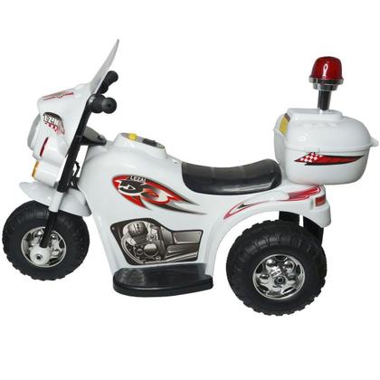 Imagem de Mini Moto Elétrica Infantil Triciclo Criança Bateria 6V Importway BW002-B Branco Polícia Bivolt
