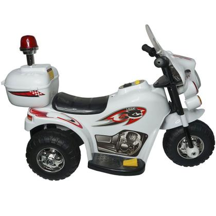 Imagem de Mini Moto Elétrica Infantil Triciclo Criança Bateria 6V Importway BW002-B Branco Polícia Bivolt