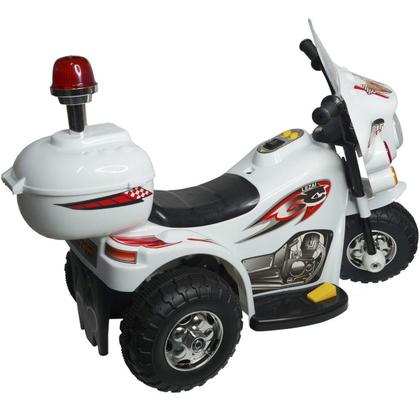 Imagem de Mini Moto Elétrica Infantil Triciclo Criança Bateria 6V Importway BW002-B Branco Polícia Bivolt