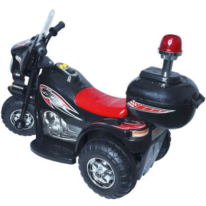 Imagem de Mini Moto Elétrica Infantil Triciclo Criança Bateria 6V Importway BW002-P Preto Polícia Bivolt