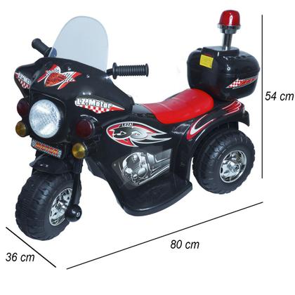 Imagem de Mini Moto Elétrica Infantil Triciclo Criança Bateria 6V Importway BW002-P Preto Polícia Bivolt