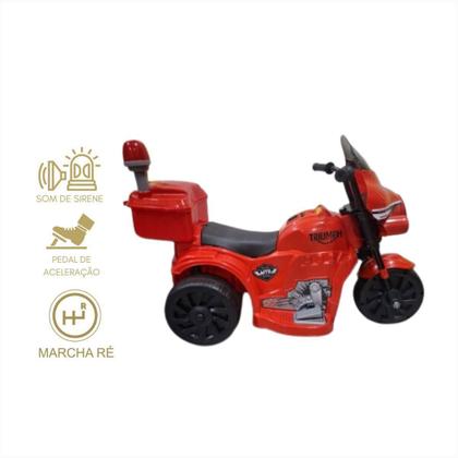 Imagem de Mini Moto Eletrica Infantil Vermelha Luz Led Sirene Musica