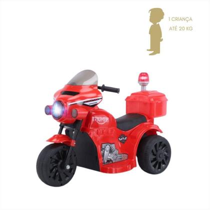 Imagem de Mini Moto Eletrica Infantil Vermelha Luz Led Sirene Musica