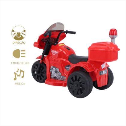 Imagem de Mini Moto Eletrica Infantil Vermelha Luz Led Sirene Musica