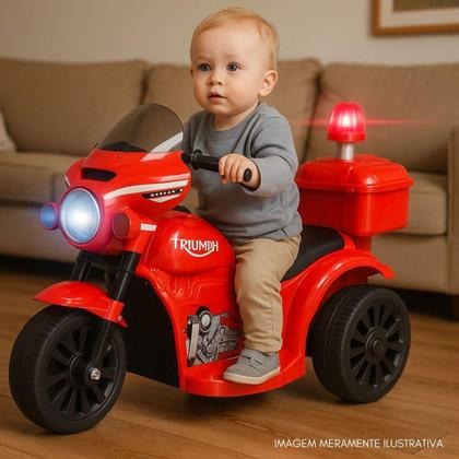 Imagem de Mini Moto Eletrica Infantil Vermelha Luz Led Sirene Musica