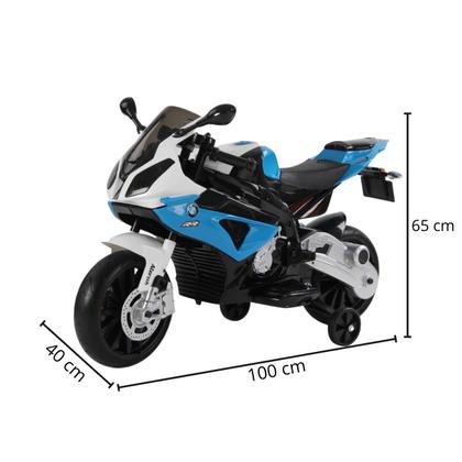 Imagem de Mini Moto Elétrica Triciclo Criança Infantil Bateria 12V Bmw S1000 RR Azul Luz Som Importway Bw-179