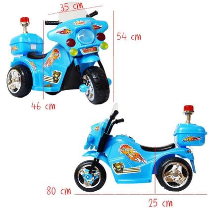 Imagem de Mini Moto Elétrica Triciclo Criança Infantil Bateria 6V Importway BW006 Polícia Luz Som Bivolt