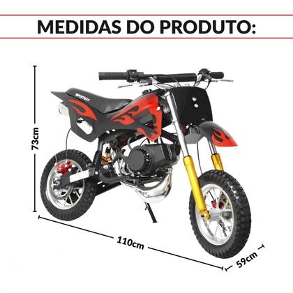 Imagem de Mini Moto Infantil Gasolina 2 Tempos 49CC Cross Trilha Off Road Preta Importway Iwmv001 Pt Dirt