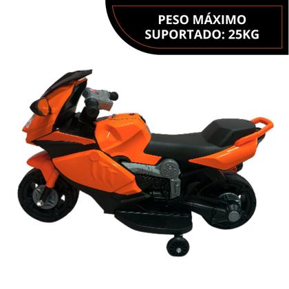 Imagem de Mini Moto Motinha Elétrica Infantil Bateria 6V Triciclo Criança Laranja Brinqway Bw-232
