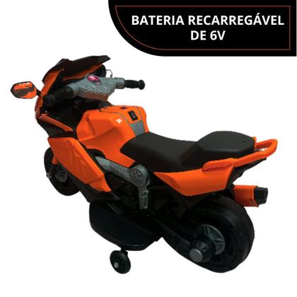 Imagem de Mini Moto Motinha Elétrica Infantil Bateria 6V Triciclo Criança Laranja Brinqway Bw-232