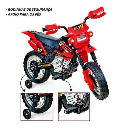 Imagem de Mini motocross vermelha elétrica motinha infantil playduo