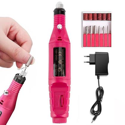 Imagem de Mini Motor Elétrico Rosa Recarregável 110/220V Para Unhas