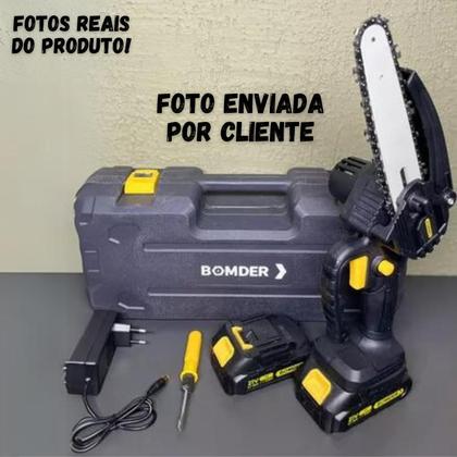 Imagem de Mini Motosserra Elétrica 2 Bateria Eletrossera Portátil Sem Fio 21v Bomder BOM910