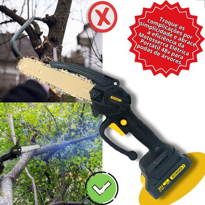 Imagem de Mini Motosserra Elétrica 2 Bateria Eletrossera Portátil Sem Fio 21v Bomder BOM910