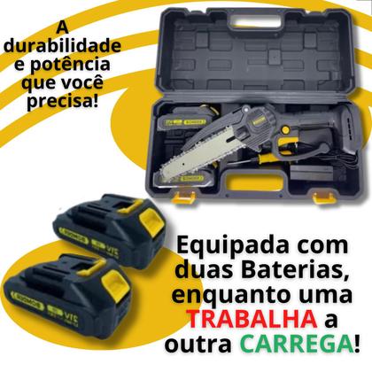 Imagem de Mini Motosserra Elétrica 2 Bateria Eletrossera Portátil Sem Fio 21v Bomder BOM910