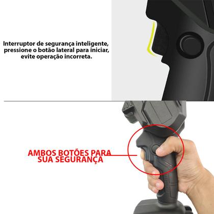 Imagem de Mini Motosserra Eletrica 48V De Mao Sem Fio Portatil Corta Bambu Madeira Poda Jardim Jardinagem Galhos Folhas Arvore