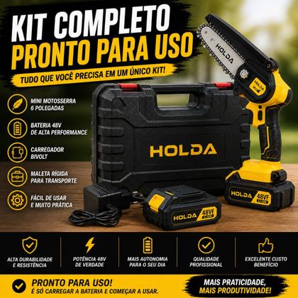 Imagem de Mini Motosserra Elétrica 48V Sem Fio Portátil Bateria Lítio Recarregável 6 Polegadas Bivolt com Maleta Galhos Madeira Bambu Carpintaria Jardinagem