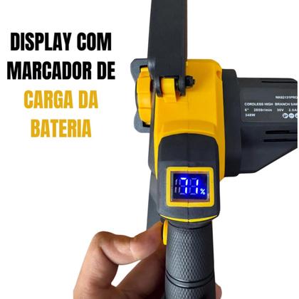 Imagem de Mini Motosserra Podador De Galhos 1200w 2 Baterias 48v Com Cabo Extensor até 3M
