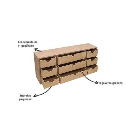 Imagem de Mini Organizador Retangular 9 Gavetas 39x9x16 Mdf Madeira