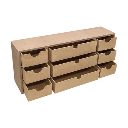 Imagem de Mini Organizador Retangular 9 Gavetas 39x9x16 Mdf Madeira