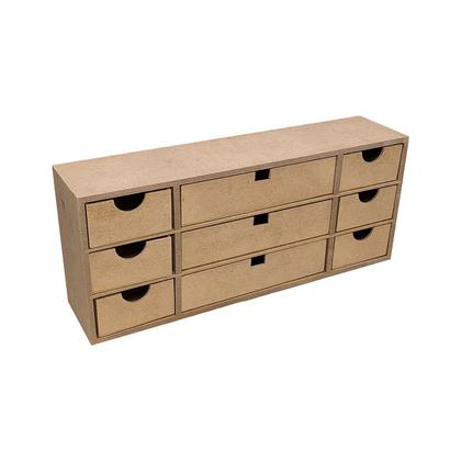 Imagem de Mini Organizador Retangular 9 Gavetas 39x9x16 Mdf Madeira