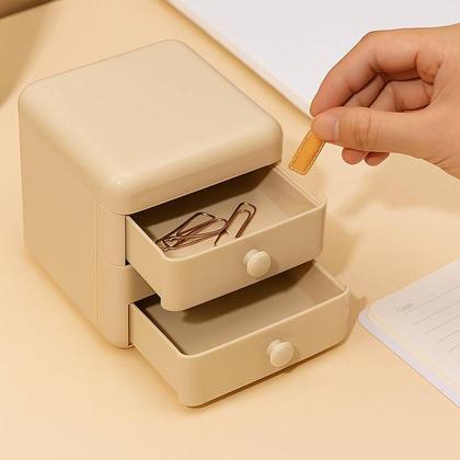 Imagem de Mini Organizador Roxo 09cm x 09cm Multifuncional com 02 Gavetas para Armazenamento Joias e Objetos