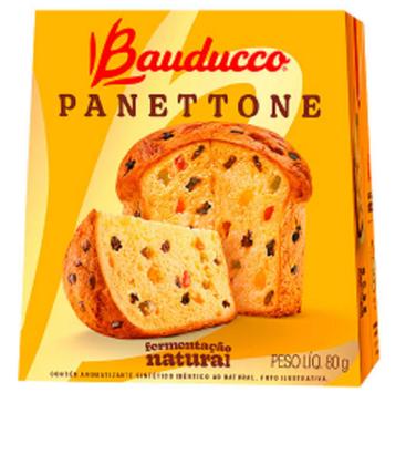 Imagem de Mini Panetone Bauducco 80g Frutas kit com 3 na Caixinha