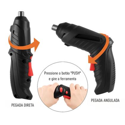 Imagem de Mini Parafusadeira Elétrica Recarregável 4.2V com LED  Kit 45 Itens + Maleta