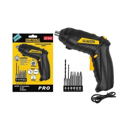 Imagem de Mini Parafusadeira Reversível Recarregável 04 Bits 02 Brocas
