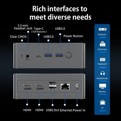 Mini PC BMAX B4 Plus - Intel Alder Lake N100, 16GB RAM e 512GB SSD