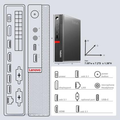 Imagem de mini pc Lenovo Think M720q Core I7 9700T 9ª Geração 8Gb DDR4 SSD 256gb WIFI-BLUETOOTH Win11