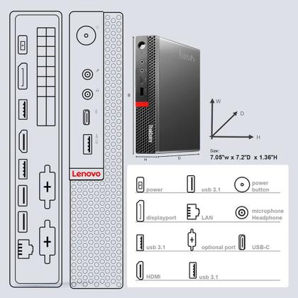 Imagem de mini pc Lenovo Think M920q Core I5 8500T 8ª Geração 8Gb DDR4 SSD NVME 256gb Windows 11 PRO 64