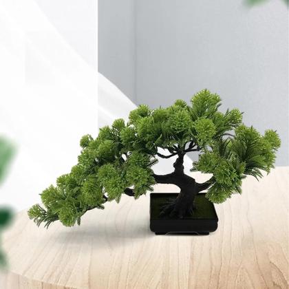 Imagem de Mini Pinheiro Bonsai Artificial - Decoração para Mesa e Estante