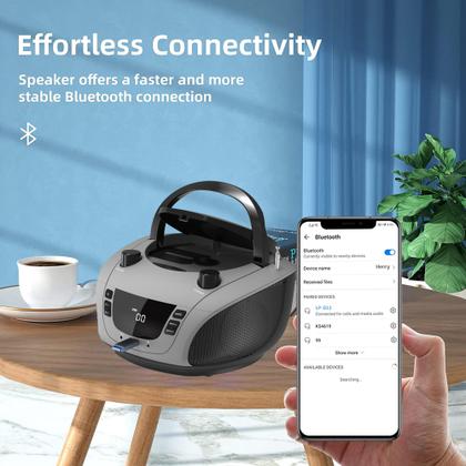 Imagem de Mini Player de CD Portátil LONPOO com Bluetooth e USB - Design Moderno
