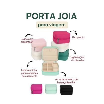 Imagem de Mini Porta Joias Preto Revestimento em material sintético com Espaço para anéis e alianças Ganchos para colares e correntes