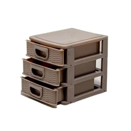 Imagem de Mini Porta Tudo para Casa Texturizado Gaveteiro Organizador 15x13x14cm com 3 Gavetas