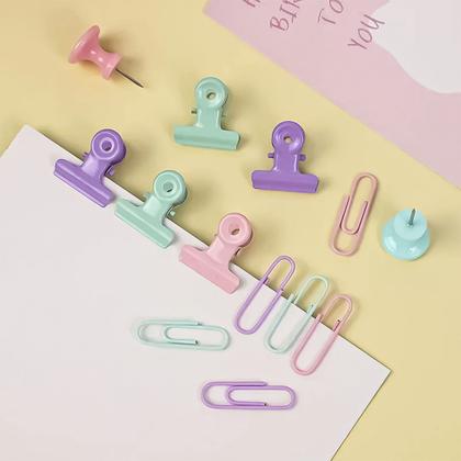 Imagem de Mini Prendedor De Papel E Clips Colorido 29mm Binder 46 Uni.
