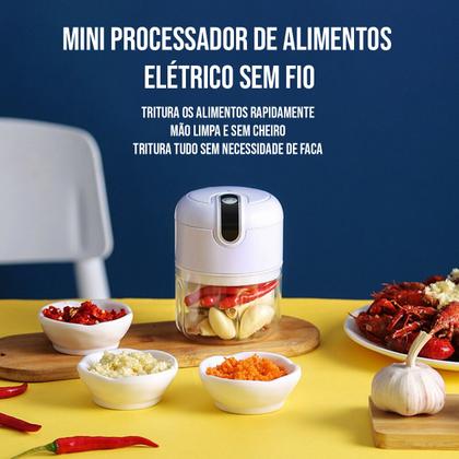Imagem de Mini Processador Alimentos Triturador Elétrico Sem Fio 250ml Usb Regarregável