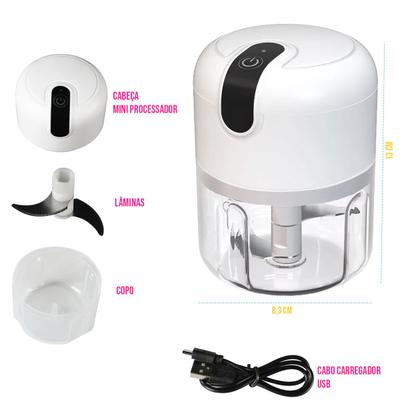 Imagem de Mini Processador Alimentos Triturador Elétrico Sem Fio 250ml Usb Regarregável